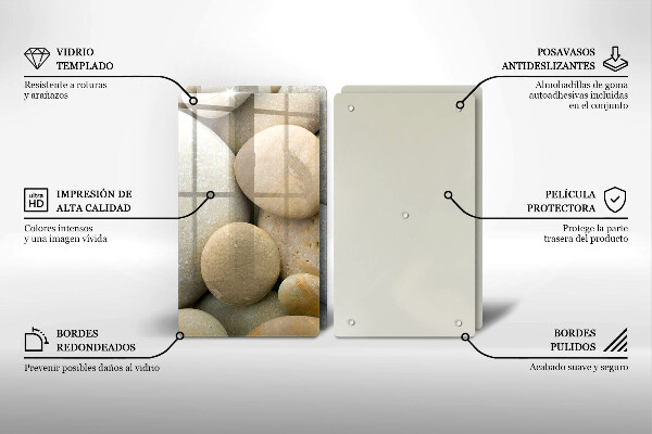 Glass chopping board Oval stone pattern