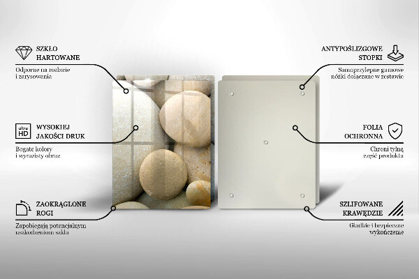 Glass chopping board Oval stone pattern