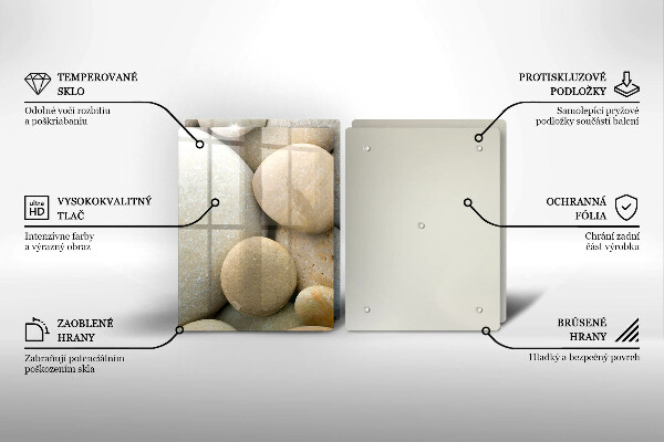 Glass chopping board Oval stone pattern