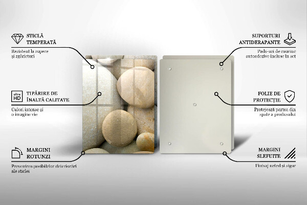 Glass chopping board Oval stone pattern