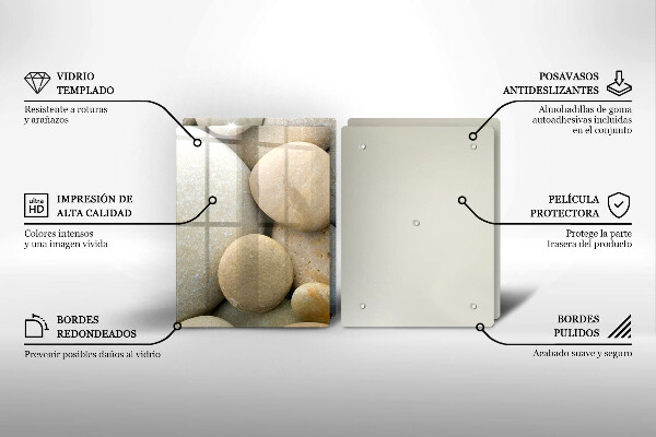 Glass chopping board Oval stone pattern