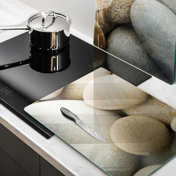 Glass chopping board Oval stone pattern