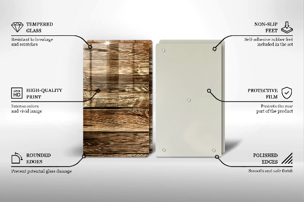 Glass chopping board Wood texture boards