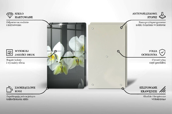 Glass chopping board White orchid flowers