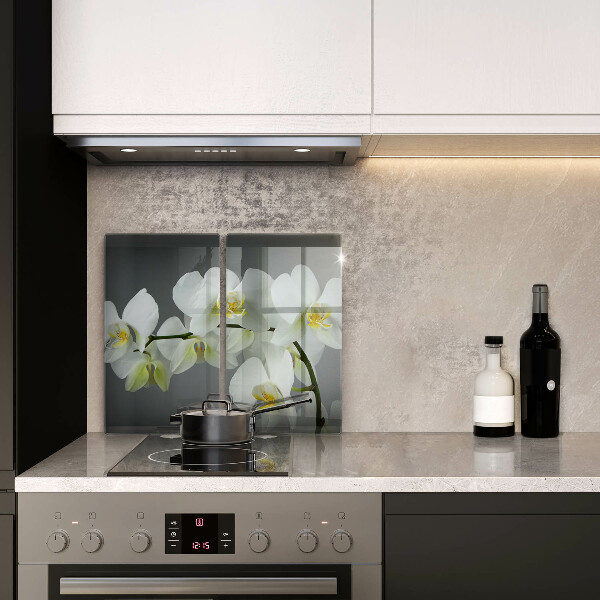 Glass chopping board White orchid flowers