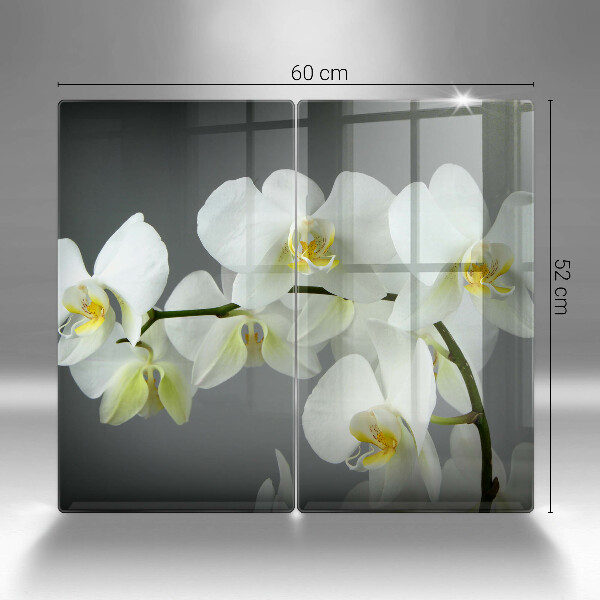 Glass chopping board White orchid flowers