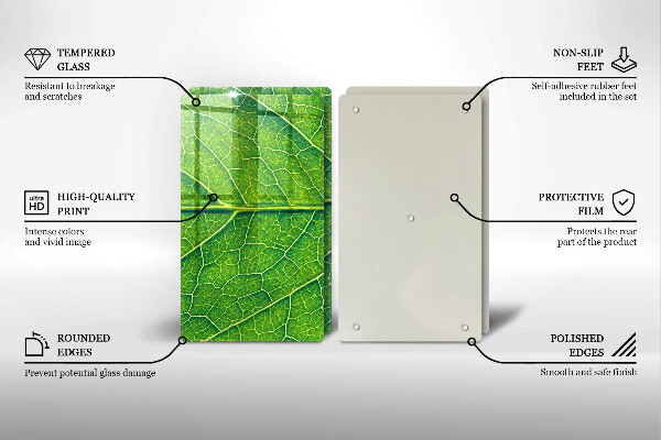Glass chopping board Leaf lines nature
