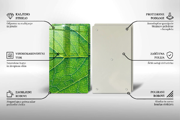 Glass chopping board Leaf lines nature