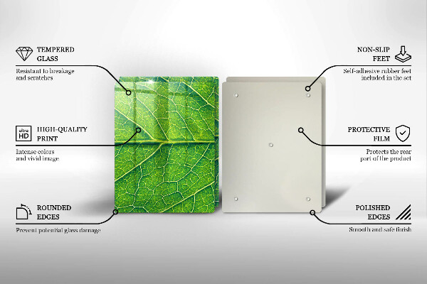 Glass chopping board Leaf lines nature