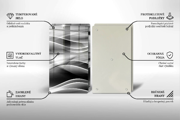 Glass chopping board Abstraction of smoke lines