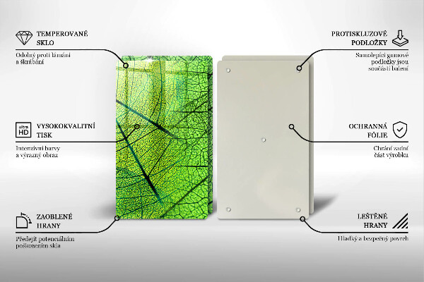 Glass chopping board Natura leaves