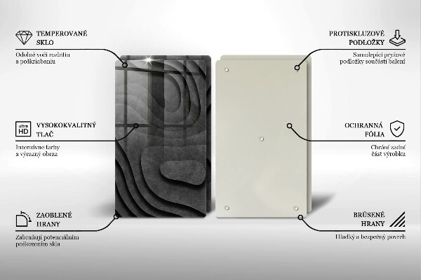 Glass chopping board 3D stone shapes