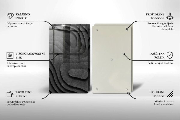 Glass chopping board 3D stone shapes