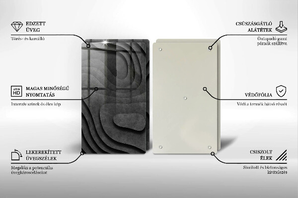 Glass chopping board 3D stone shapes