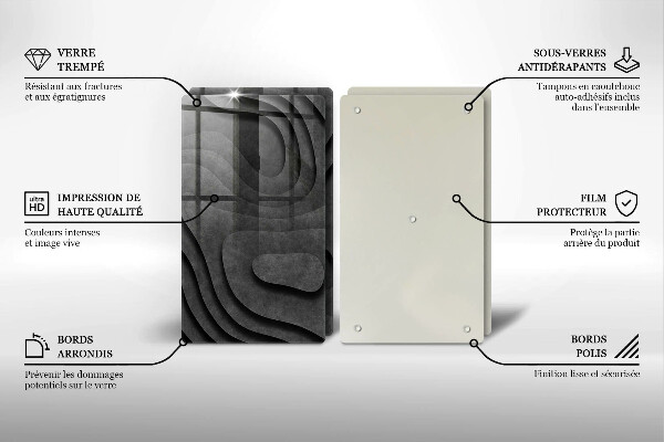 Glass chopping board 3D stone shapes