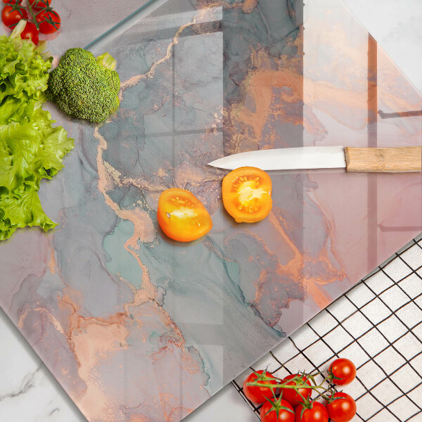Glass chopping board Marble with gold