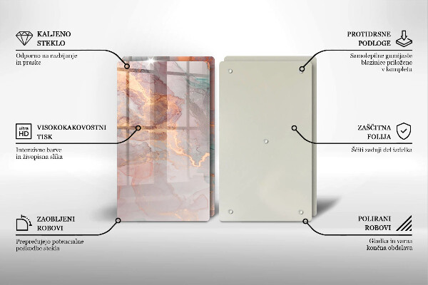 Glass chopping board Marble with gold