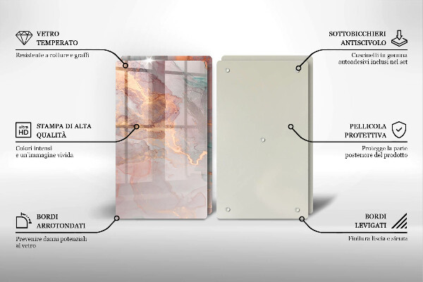 Glass chopping board Marble with gold