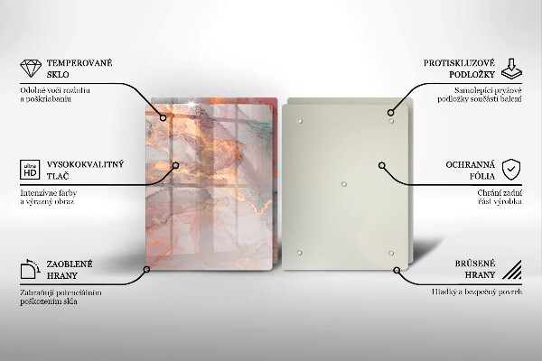 Glass chopping board Marble with gold