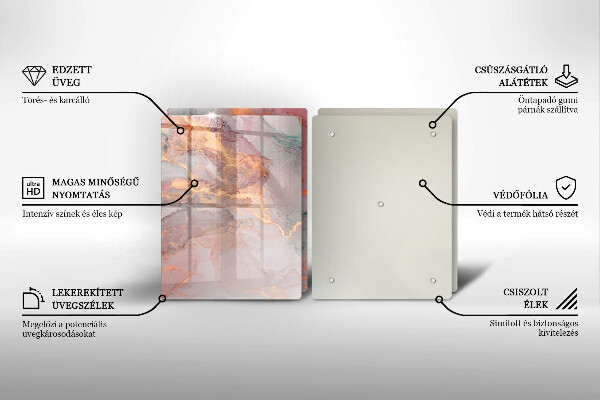 Glass chopping board Marble with gold