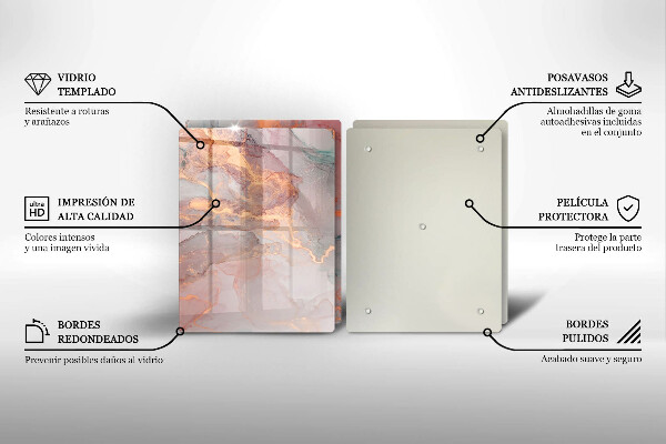 Glass chopping board Marble with gold