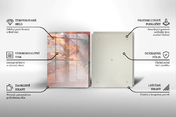 Glass chopping board Marble with gold