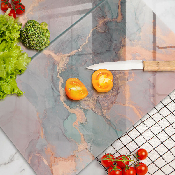 Glass chopping board Marble with gold