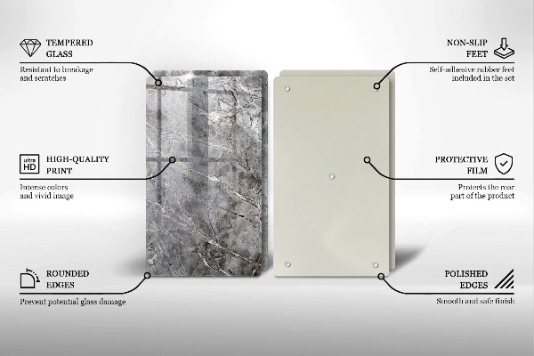 Glass chopping board Stone texture