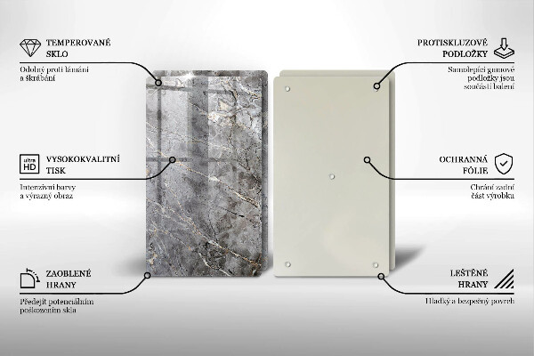 Glass chopping board Stone texture