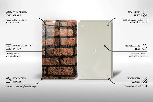 Glass chopping board Brick wall