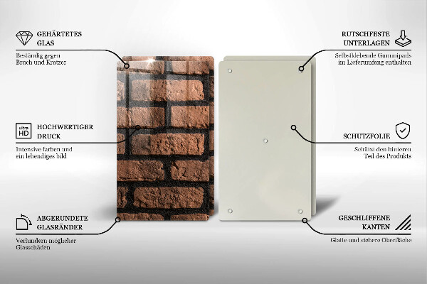 Glass chopping board Brick wall