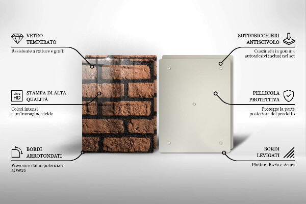 Glass chopping board Brick wall