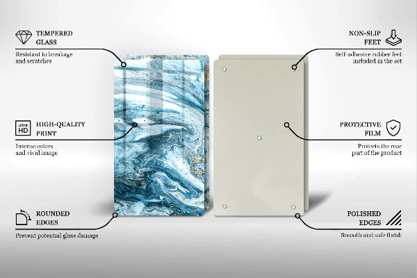 Glass chopping board Structure with gold