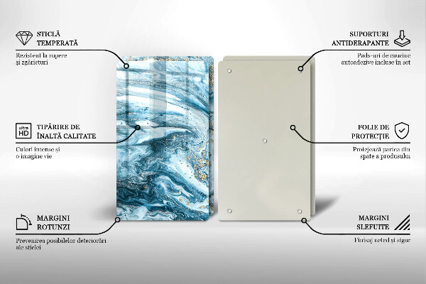 Glass chopping board Structure with gold