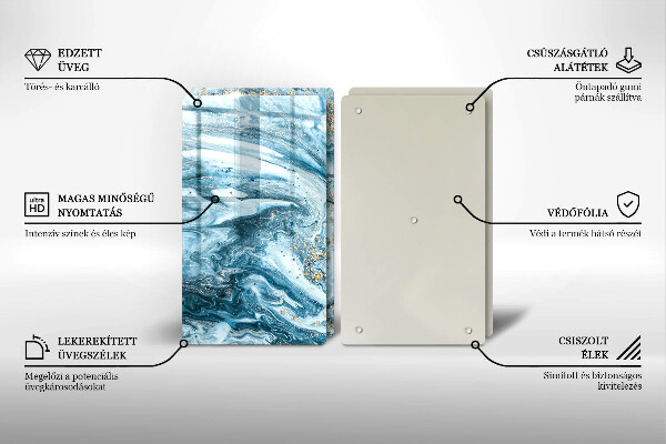 Glass chopping board Structure with gold