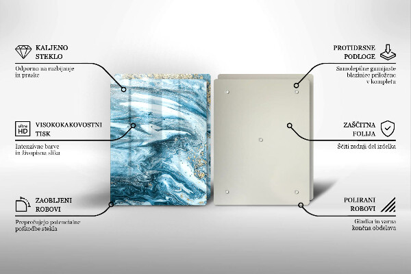 Glass chopping board Structure with gold