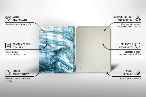 Glass chopping board Structure with gold