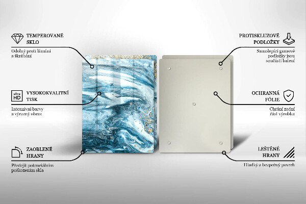 Glass chopping board Structure with gold