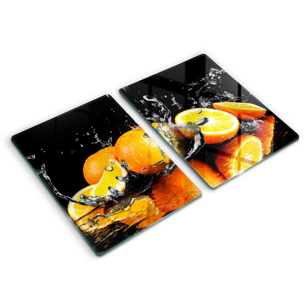 Glass chopping board Juicy fruit oranges