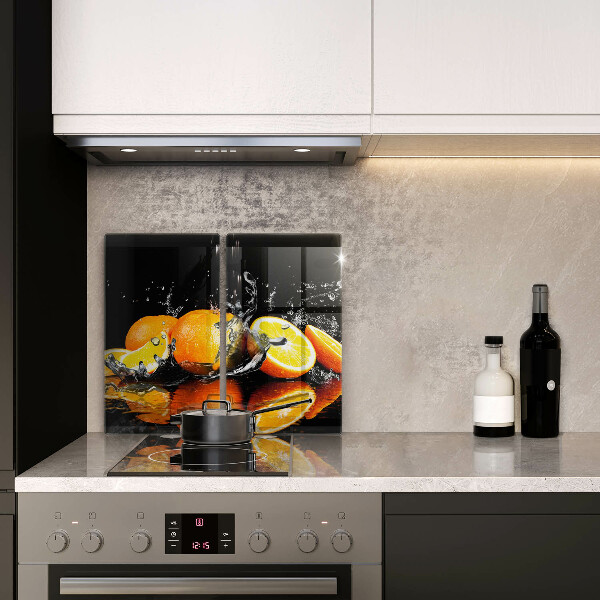Glass chopping board Juicy fruit oranges