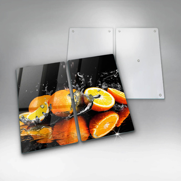 Glass chopping board Juicy fruit oranges