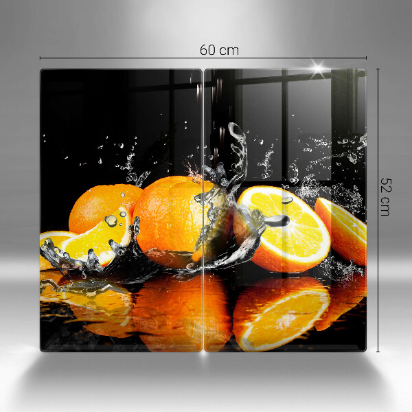 Glass chopping board Juicy fruit oranges