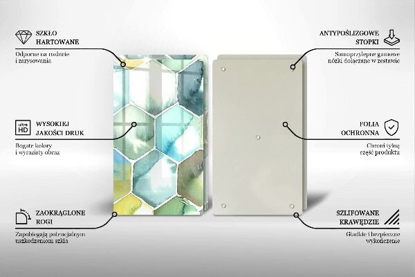 Glass chopping board Watercolor hexagons