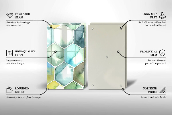 Glass chopping board Watercolor hexagons