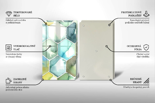 Glass chopping board Watercolor hexagons