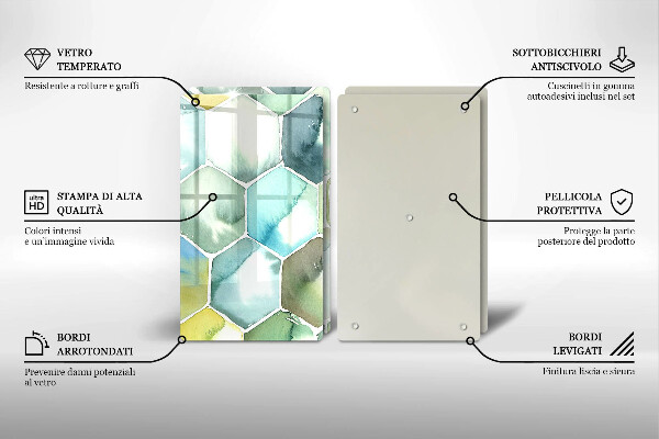 Glass chopping board Watercolor hexagons