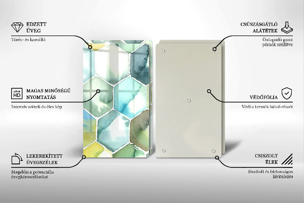 Glass chopping board Watercolor hexagons