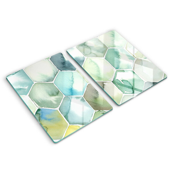 Glass chopping board Watercolor hexagons