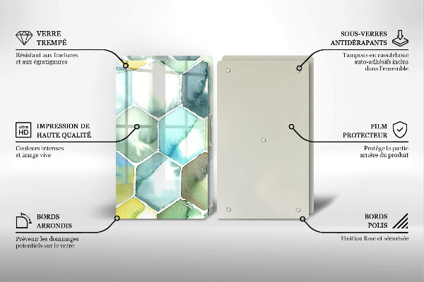 Glass chopping board Watercolor hexagons