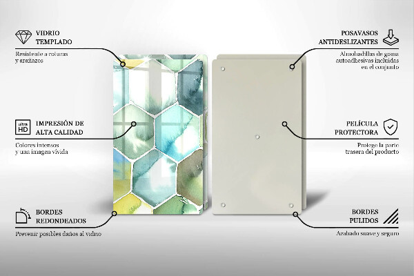 Glass chopping board Watercolor hexagons